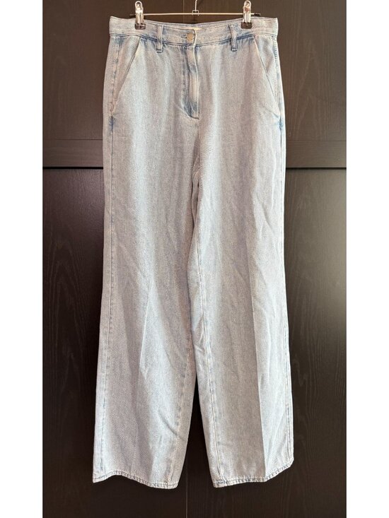COS Denim - COS Women's High Rise Wide Leg Denim Trouser Pants Size 6 Light Blue Wash Boho